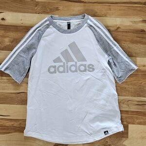 Adidas White and Gray Raglan T-Shirt